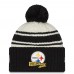 Шапка с помпоном Pittsburgh Steelers New Era 2022 Sideline Sport - Cream/Black