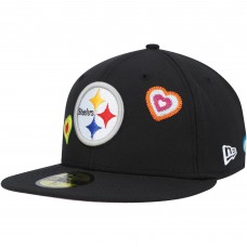 Бейсболка Pittsburgh Steelers New Era Black Chain Stitch Heart 59FIFTY