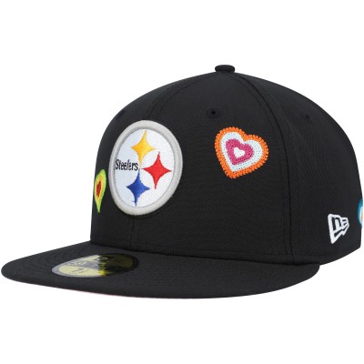 Бейсболка Pittsburgh Steelers New Era Black Chain Stitch Heart 59FIFTY
