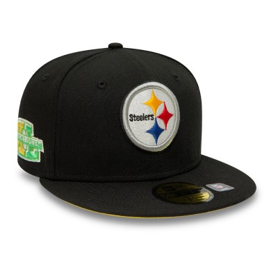 Бейсболка Pittsburgh Steelers New Era Black Super Bowl XL Citrus Pop 59FIFTY