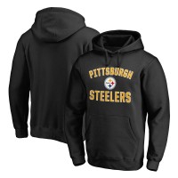 Pittsburgh Steelers Black Victory Arch Team Fitted Pullover Hoodie