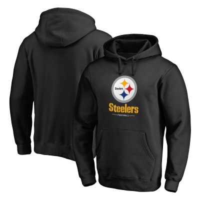 Pittsburgh Steelers Black Logo Team Lockup Fitted Pullover Hoodie