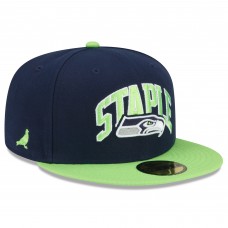 Бейсболка Seattle Seahawks New Era NFL x Staple Collection 59FIFTY - Navy/Neon Green