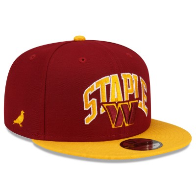 Бейсболка Washington Commanders New Era NFL x Staple Collection 9FIFTY Snapback - Burgundy/Gold