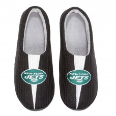 New York Jets FOCO Team Stripe Memory Foam Slide Slippers - Black