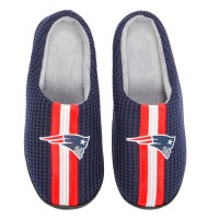 New England Patriots FOCO Team Stripe Memory Foam Slide Slippers - Navy
