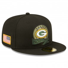 Бейсболка Green Bay Packers New Era 2022 Salute To Service 59FIFTY - Black