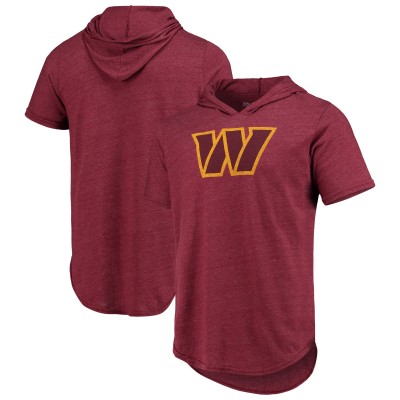 Футболка с капюшоном  Washington Commanders Majestic Threads Primary Logo - Heathered Burgundy
