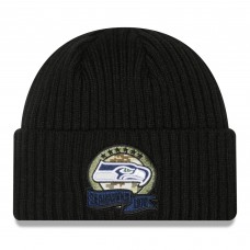 Seattle Seahawks New Era 2022 Salute To Service Knit Hat - Black