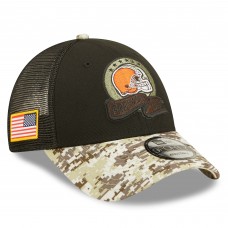 Cleveland Browns New Era 2022 Salute To Service 9FORTY Snapback Trucker Hat - Black/Camo