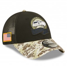 Seattle Seahawks New Era 2022 Salute To Service 9FORTY Snapback Trucker Hat - Black/Camo