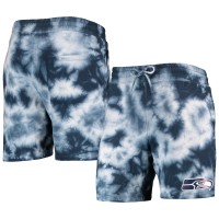 Seattle Seahawks New Era College Navy Tie-Dye Shorts