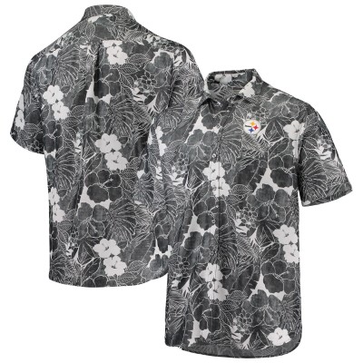 Pittsburgh Steelers Tommy Bahama Black Coconut Point Playa Floral IslandZone Button-Up Shirt