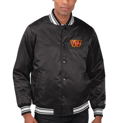 Куртка Washington Commanders Starter Locker Room Satin Varsity Full-Snap - Black