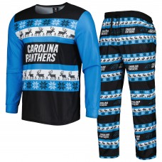 Carolina Panthers FOCO Team Ugly Pajama Set - Blue