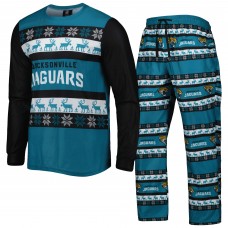 Jacksonville Jaguars FOCO Team Ugly Pajama Set - Teal