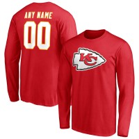 Kansas City Chiefs Red Team Authentic Personalized Name & Number Long Sleeve T-Shirt