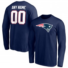New England Patriots Navy Team Authentic Personalized Name & Number Long Sleeve T-Shirt