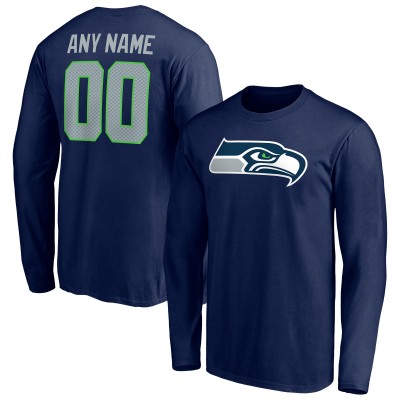 Именная футболка с длинным рукавом Seattle Seahawks Team Authentic - College Navy