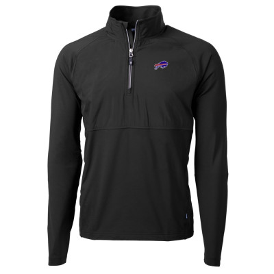 Куртка Buffalo Bills Cutter & Buck Black Adapt Eco Knit Hybrid Recycled Quarter-Zip Raglan