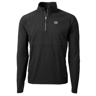 Кофта на короткой молнии Green Bay Packers Cutter & Buck Adapt Eco Knit Hybrid Recycled Raglan - Black