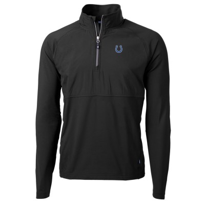 Indianapolis Colts Cutter & Buck Black Adapt Eco Knit Hybrid Recycled Quarter-Zip Raglan Jacket