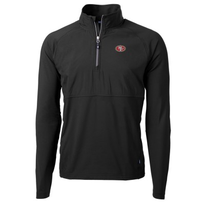 Кофта на короткой молнии San Francisco 49ers Cutter & Buck Adapt Eco Knit Hybrid Recycled Raglan - Black