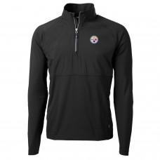 Pittsburgh Steelers Cutter & Buck Black Adapt Eco Knit Hybrid Recycled Quarter-Zip Raglan Jacket
