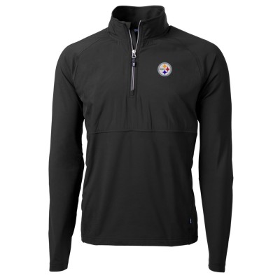 Pittsburgh Steelers Cutter & Buck Black Adapt Eco Knit Hybrid Recycled Quarter-Zip Raglan Jacket