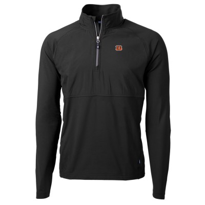 Кофта на короткой молнии Cincinnati Bengals Cutter & Buck Adapt Eco Knit Hybrid Recycled Raglan - Black