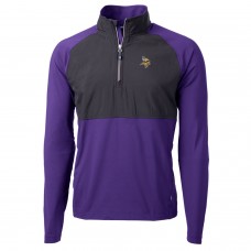 Кофта на короткой молнии Minnesota Vikings Cutter & Buck Adapt Eco Knit Hybrid Recycled Raglan - Black/Purple