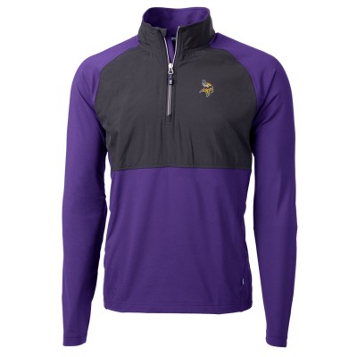 Кофта на короткой молнии Minnesota Vikings Cutter & Buck Adapt Eco Knit Hybrid Recycled Raglan - Black/Purple