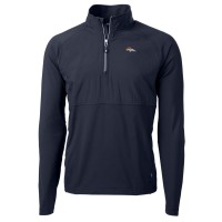 Denver Broncos Cutter & Buck Navy Adapt Eco Knit Hybrid Recycled Quarter-Zip Raglan Jacket