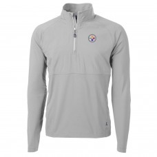 Pittsburgh Steelers Cutter & Buck Gray Adapt Eco Knit Hybrid Recycled Quarter-Zip Raglan Jacket