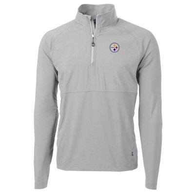 Pittsburgh Steelers Cutter & Buck Gray Adapt Eco Knit Hybrid Recycled Quarter-Zip Raglan Jacket