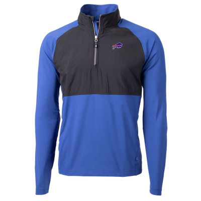 Куртка Buffalo Bills Cutter & Buck Black/Royal Adapt Eco Knit Hybrid Recycled Quarter-Zip Raglan