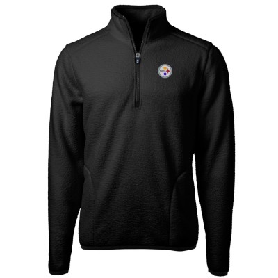 Pittsburgh Steelers Cutter & Buck Black Cascade Eco Sherpa Fleece Quarter-Zip Pullover Jacket