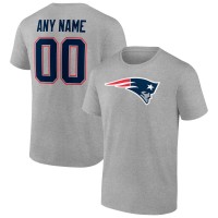 New England Patriots Heathered Gray Team Authentic Custom T-Shirt
