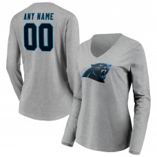 Футболка Carolina Panthers Womens Team Authentic Custom Long Sleeve V-Neck - Gray