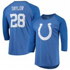 Футболка Jonathan Taylor Indianapolis Colts Majestic Threads Name & Number Team Colorway Tri-Blend 3/4 Raglan Sleeve Player - Royal