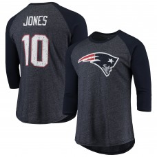 Футболка Mac Jones New England Patriots Majestic Threads Name & Number Team Colorway Tri-Blend 3/4 Raglan Sleeve Player - Navy