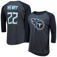 Футболка Derrick Henry Tennessee Titans Majestic Threads Name & Number Team Colorway Tri-Blend 3/4 Raglan Sleeve Player - Navy