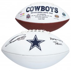 Autographed Dallas Cowboys CeeDee Lamb Fanatics Authentic White Panel Football with Americas Team Inscription