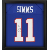 Autographed New York Giants Phil Simms Fanatics Authentic Mitchell & Ness Royal Replica Jersey Shadowbox