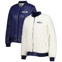 Женская Seattle Seahawks G-III 4Her by Carl Banks Oatmeal/College Navy Switchback Reversible Full-Zip Jacket