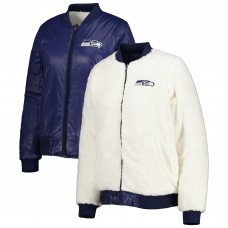 Женская Seattle Seahawks G-III 4Her by Carl Banks Oatmeal/College Navy Switchback Reversible Full-Zip Jacket