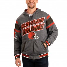 Толстовка на молнии Cleveland Browns G-III Sports by Carl Banks Extreme Full Back Reversible - Brown/Gray
