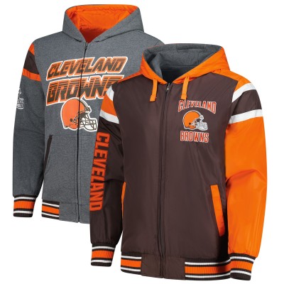 Толстовка на молнии Cleveland Browns G-III Sports by Carl Banks Extreme Full Back Reversible - Brown/Gray