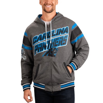 Толстовка на молнии Carolina Panthers G-III Sports by Carl Banks Extreme Full Back Reversible - Gray/Black