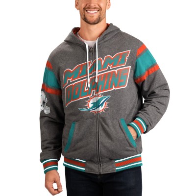 Кофта на молнии Miami Dolphins G-III Sports by Carl Banks Extreme Full Back Reversible - Gray/Aqua